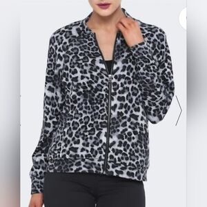 LEO & NICOLE VELVET Leopard Print Zip-Up Jacket NWOT